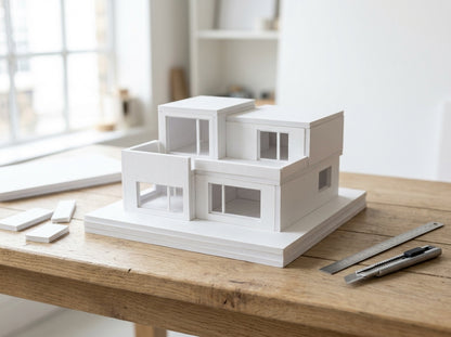 Maquette d'architecture en carton mousse blanc