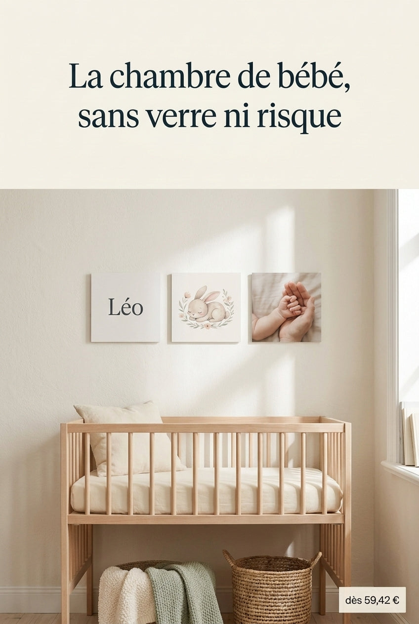 Déco murale en carton mousse pour chambre de bébé, sans verre
