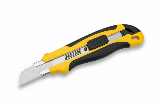 Cutter professionnel 18mm manche jaune pour découpe carton mousse